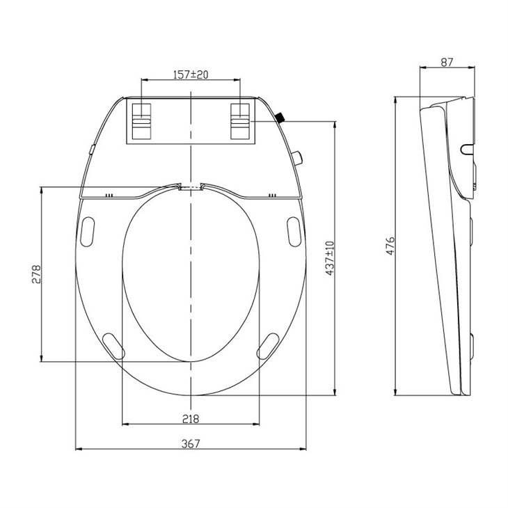 round bidet toilet seat non electric size